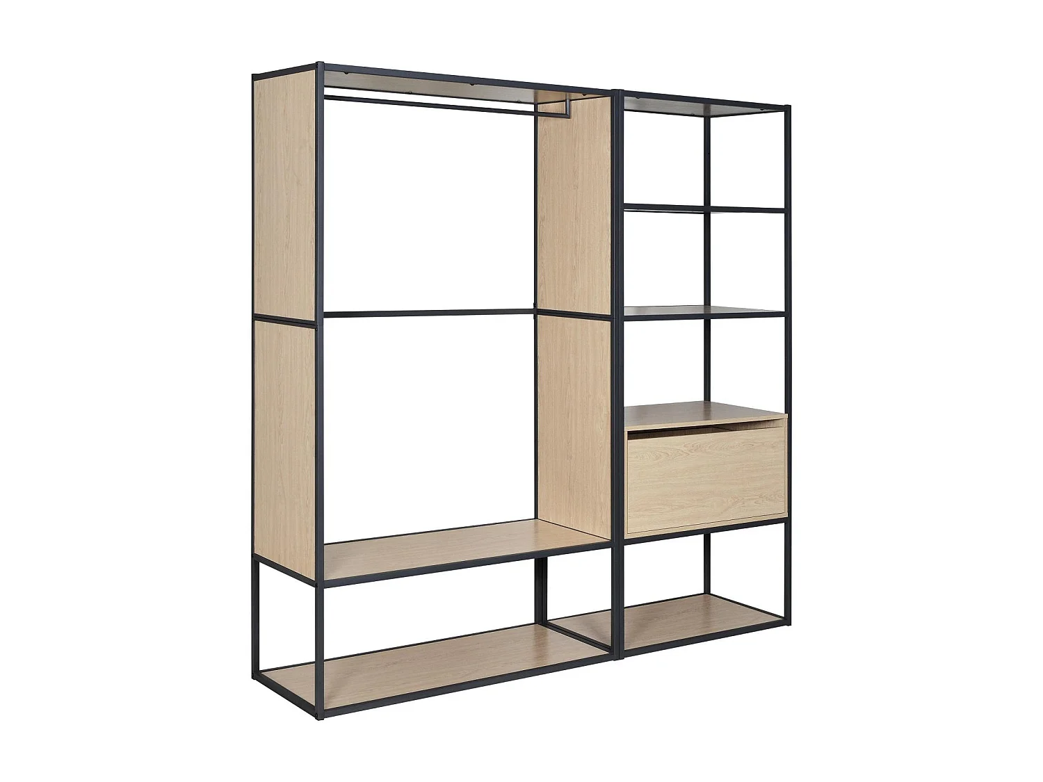 Lot de 2 portants vêtements en bois et métal gris 190x184.5cm