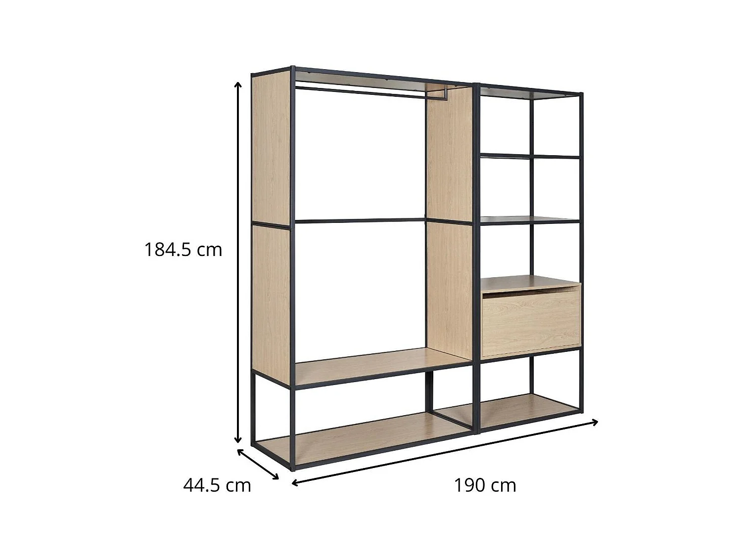 Los mit 2 OSLO-Kleiderständern aus Holz und Metall