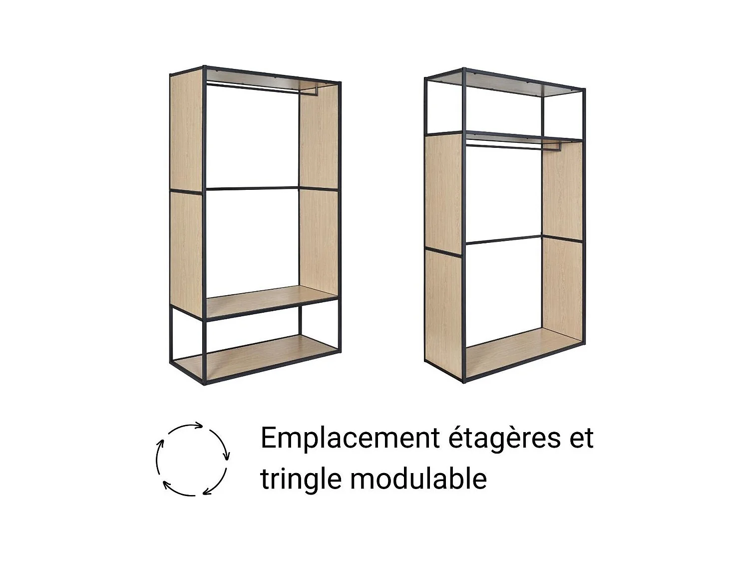 Los mit 2 OSLO-Kleiderständern aus Holz und Metall