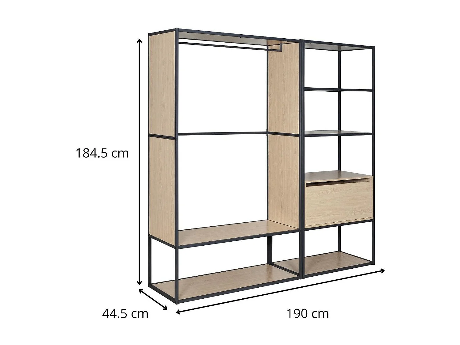 Kavel van 2 OSLO houten en metalen kledingrekken