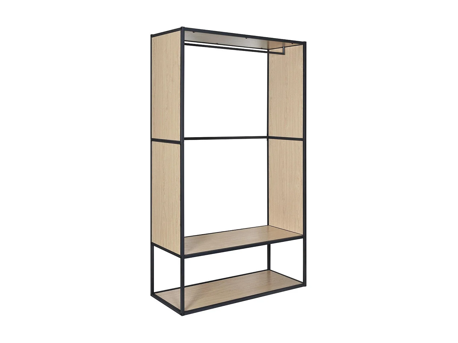 Portant vêtements en bois et métal gris 110x184,5cm