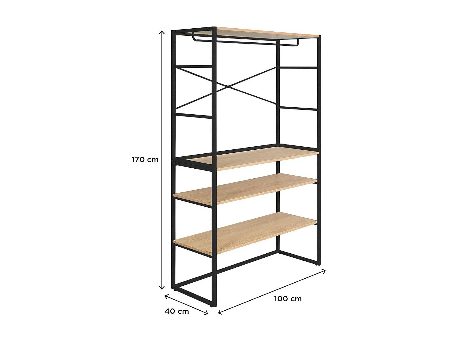 Lot de 2 portants vêtements sous combles modulables 200x85cm