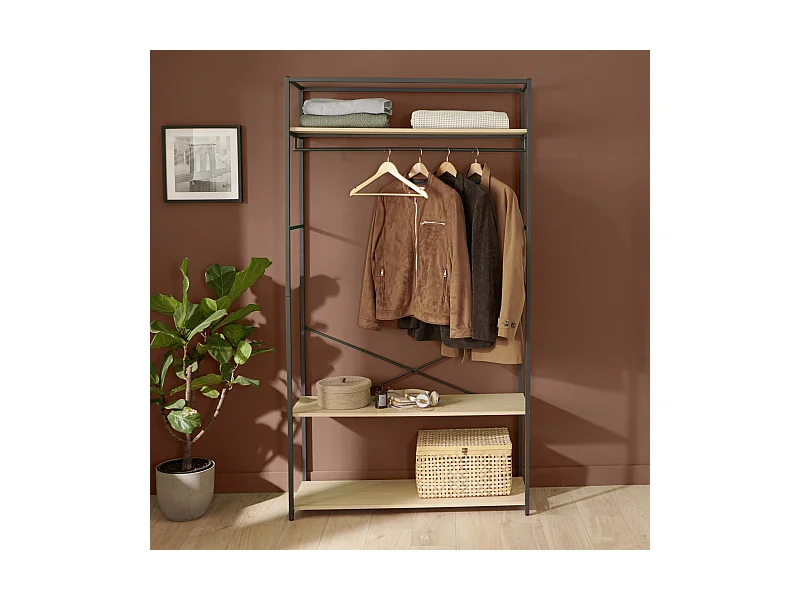 Kleiderständer aus Holz und Metall 110x200cm JUNE