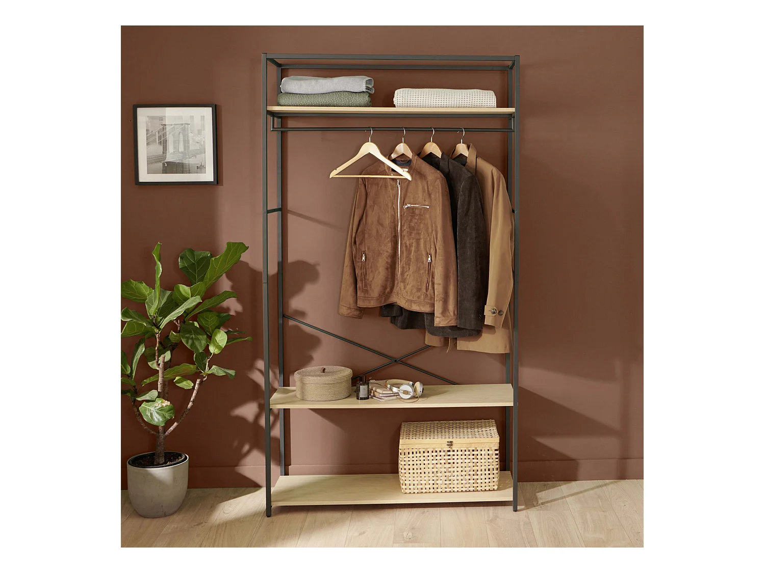 Kleiderständer aus Holz und Metall 110x200cm JUNE