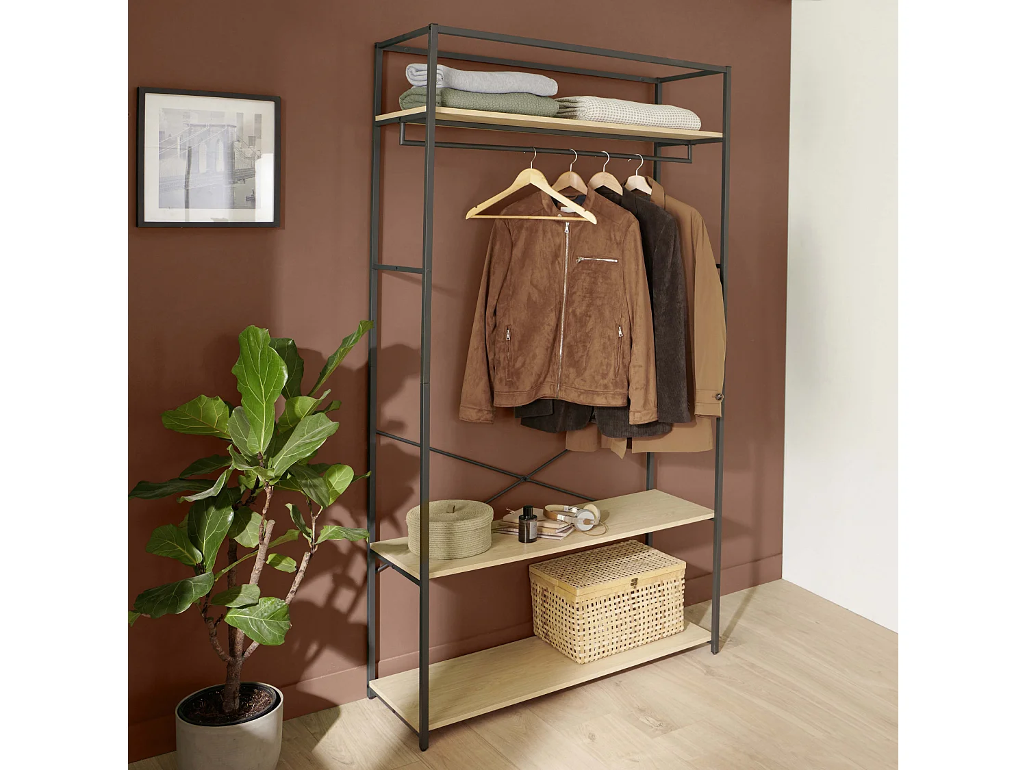 Kleiderständer aus Holz und Metall 110x200cm JUNE