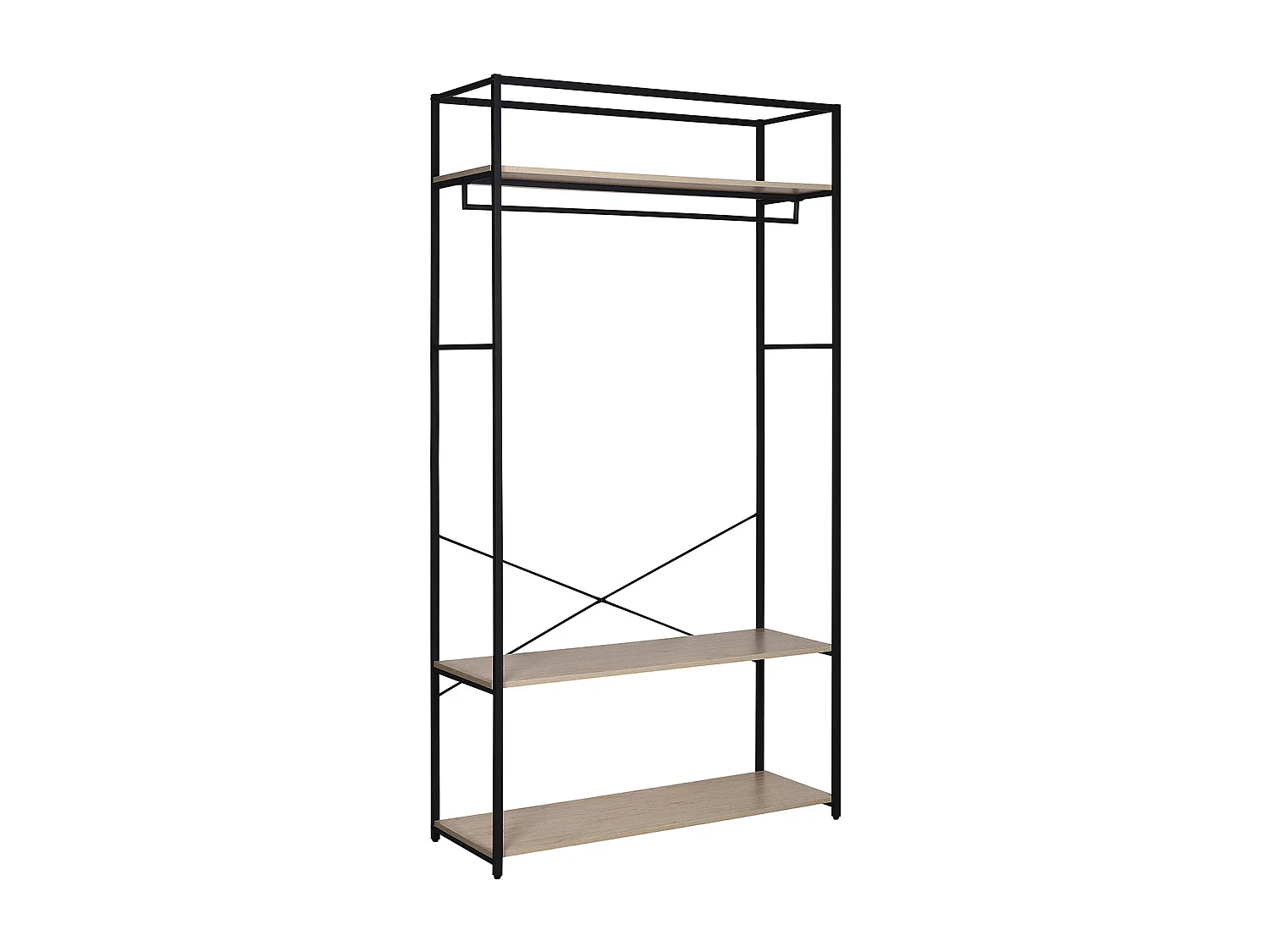 Portant vêtements en bois et métal 110x200cm