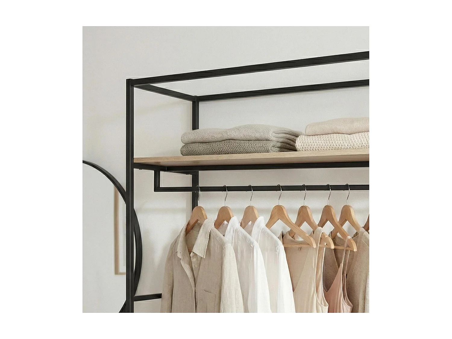 Portant vêtements en bois et métal 110x200cm