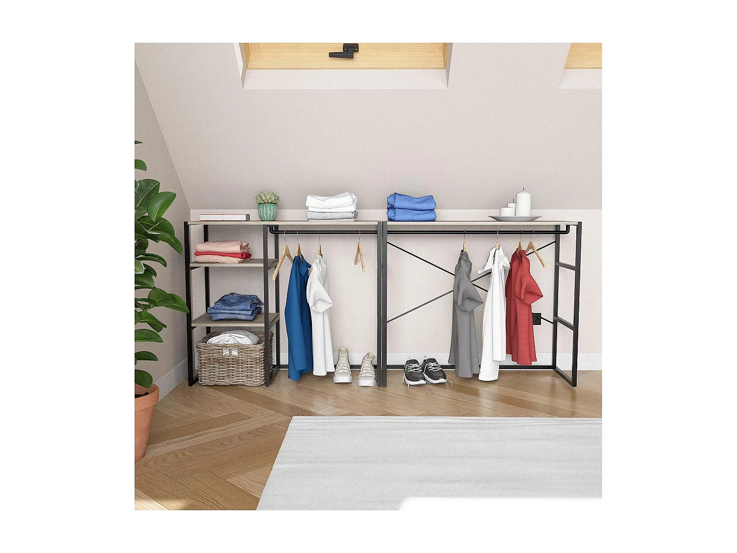 Set di 2 appendiabiti modulari da soffitta 200x85cm KADRA