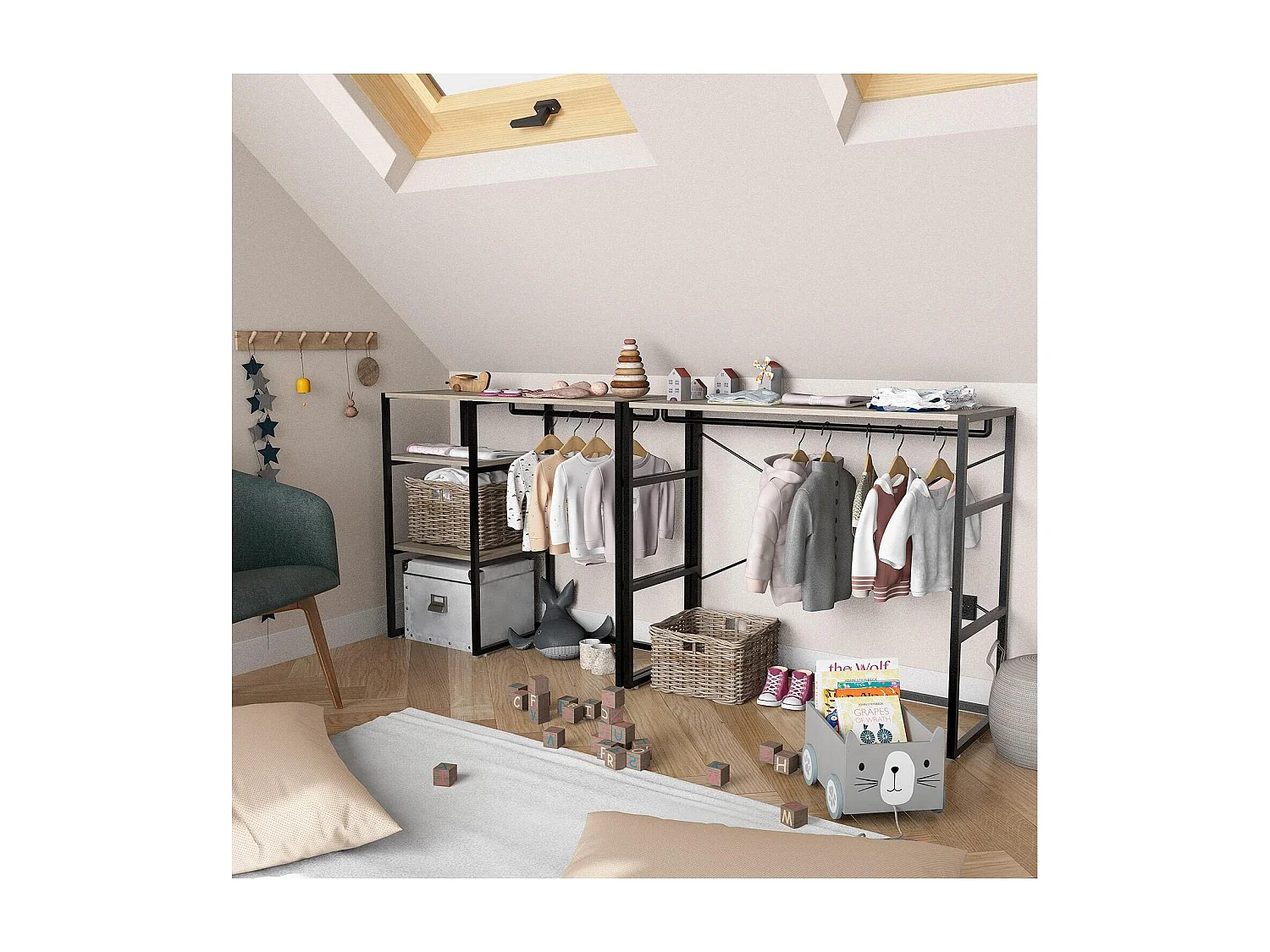 Set di 2 appendiabiti modulari da soffitta 200x85cm KADRA