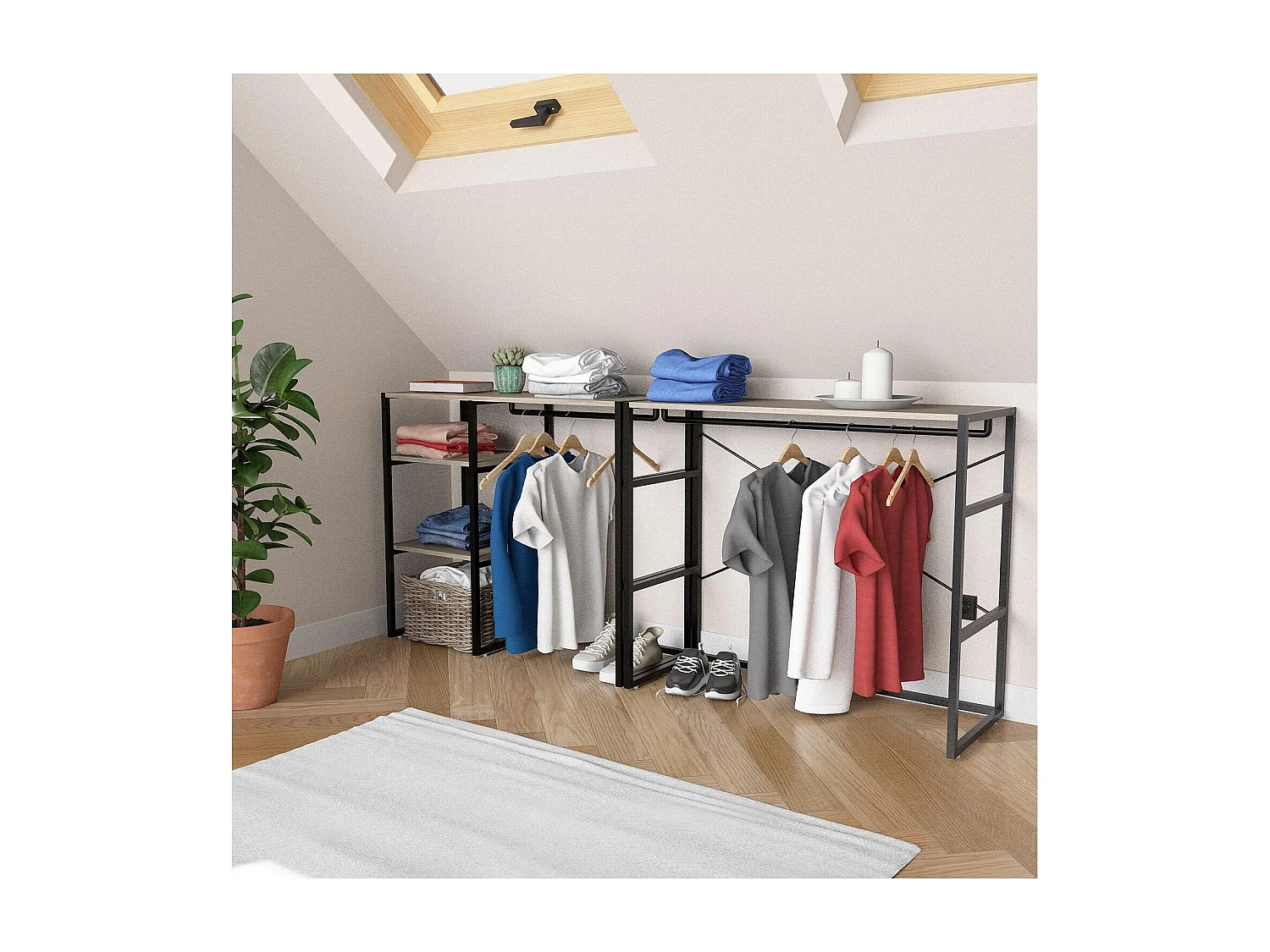 Set di 2 appendiabiti modulari da soffitta 200x85cm KADRA