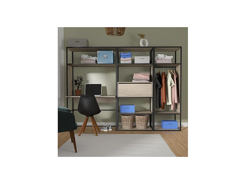 Lote de 3 percheros de madera y metal OSLO