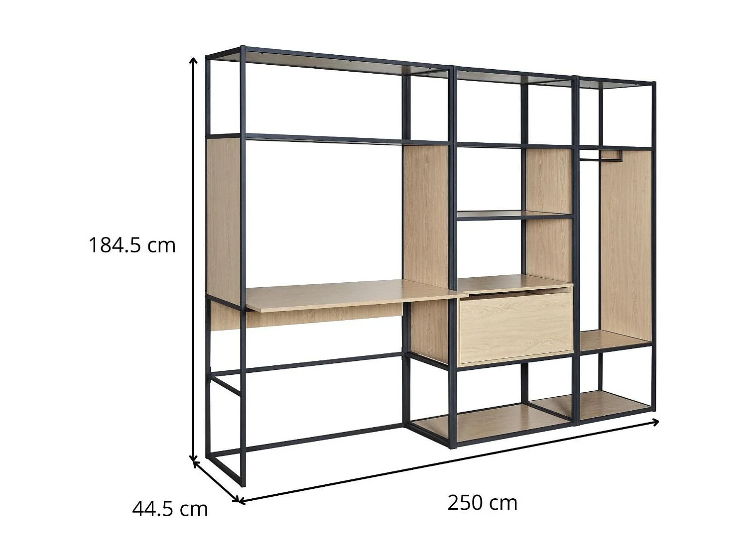 Set di 3 appendiabiti in legno e metallo OSLO