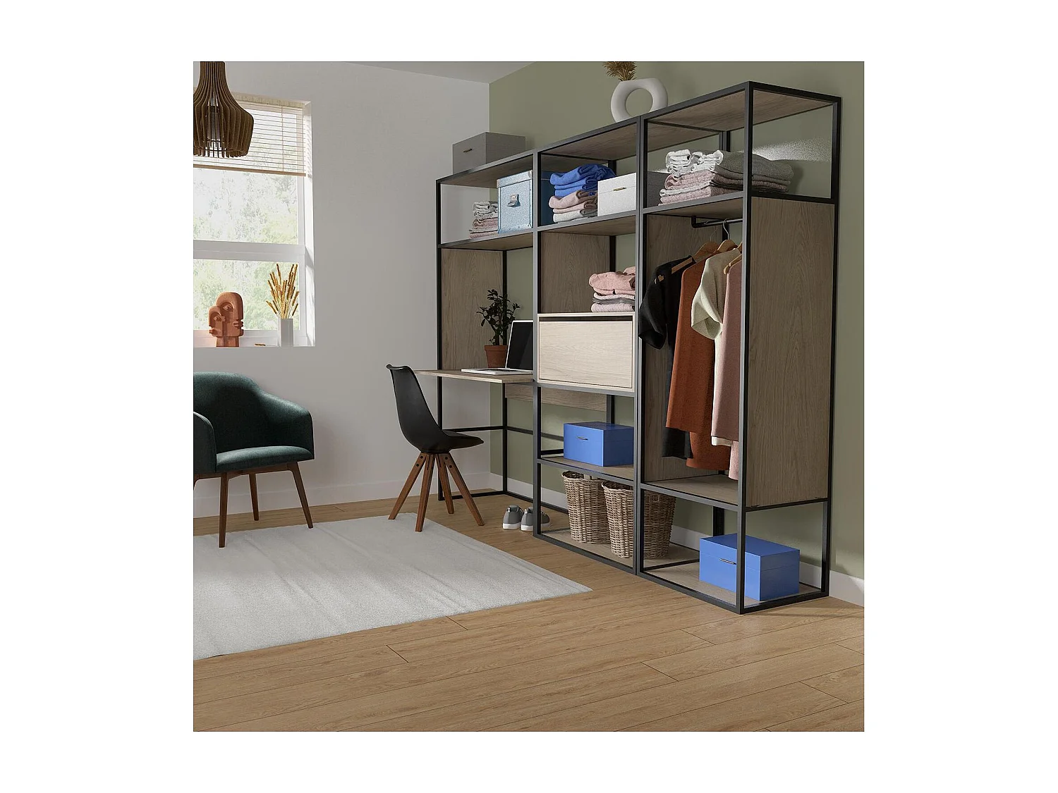 Set di 3 appendiabiti in legno e metallo OSLO