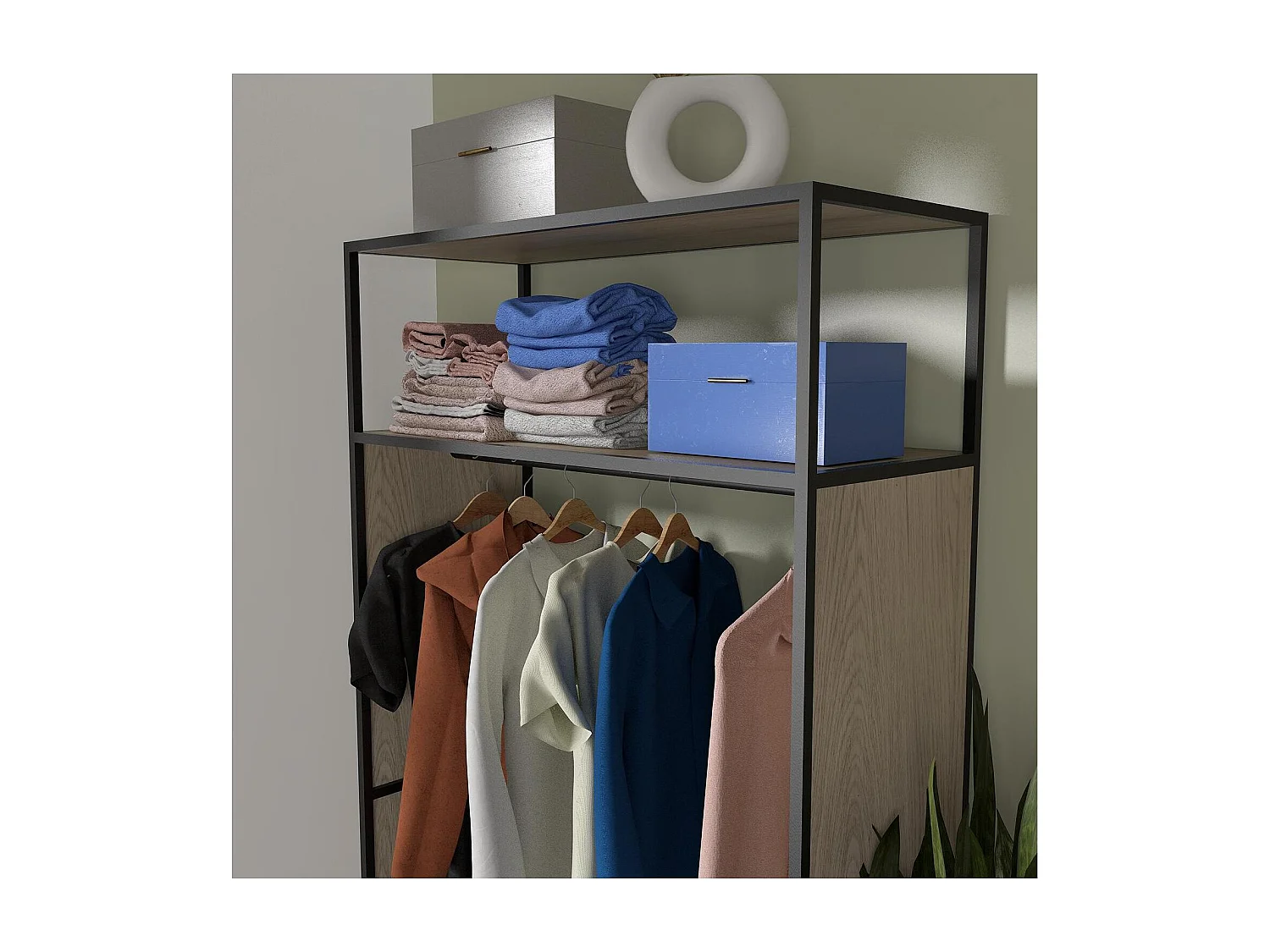 Set di 3 appendiabiti in legno e metallo OSLO