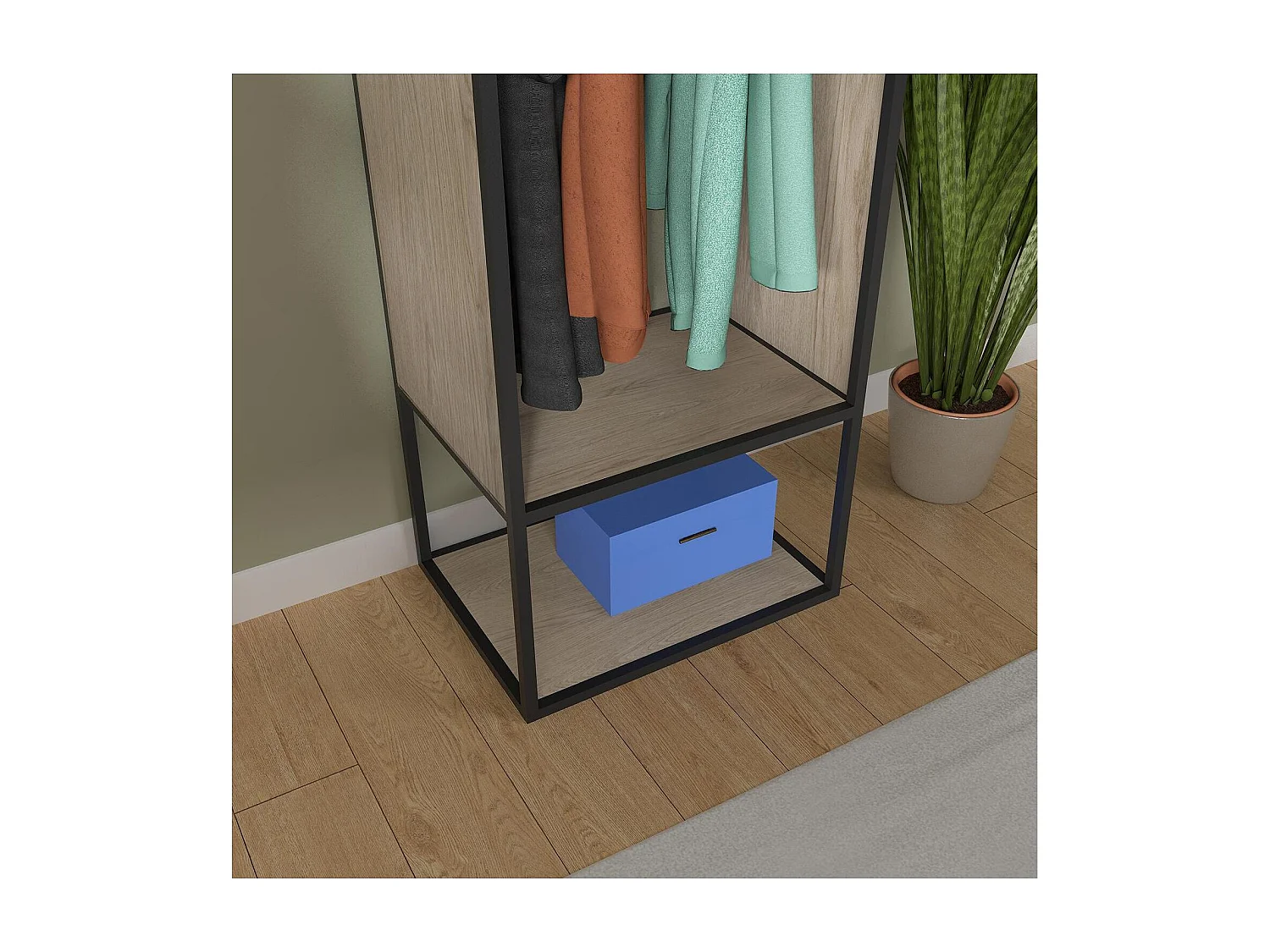 Set di 3 appendiabiti in legno e metallo OSLO