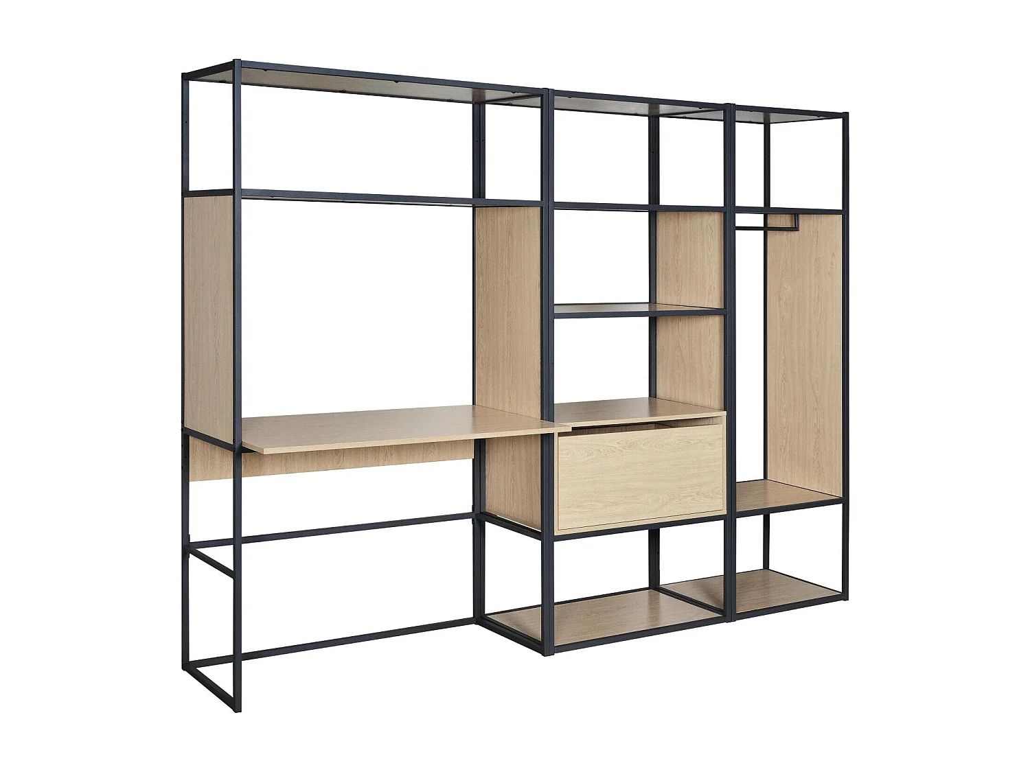 Kavel van 3 houten en metalen kledingrekken OSLO