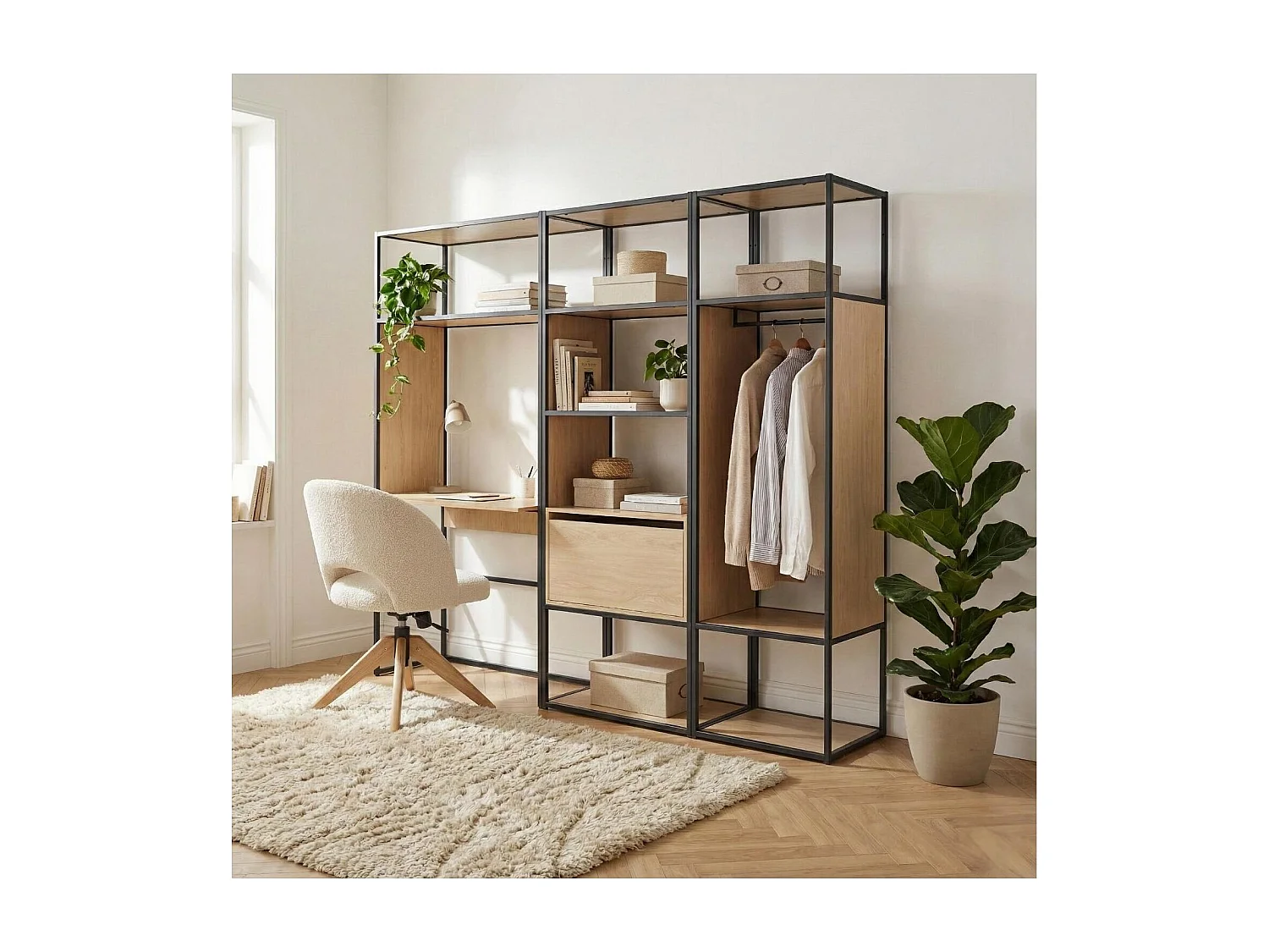 Kavel van 3 houten en metalen kledingrekken OSLO