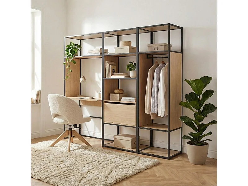 3er-Set Kleiderständer aus Holz und Metall OSLO