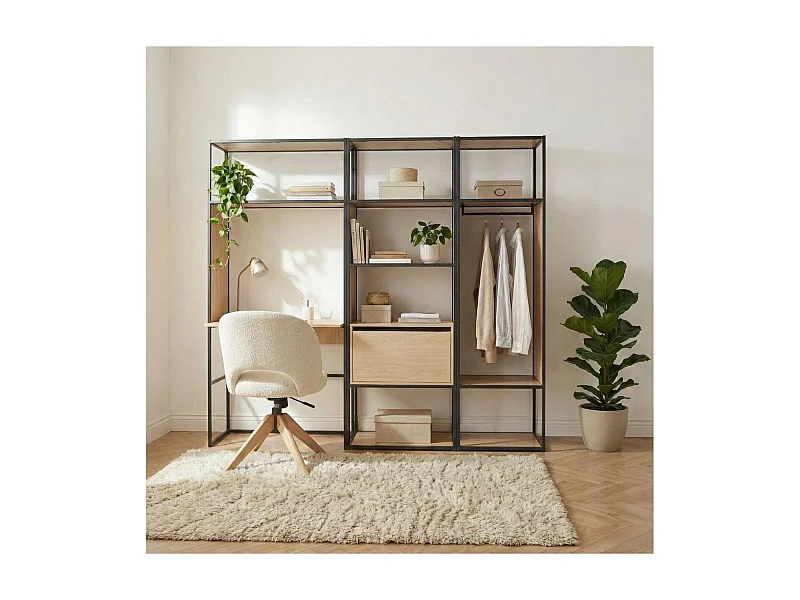 Set di 3 appendiabiti in legno e metallo OSLO