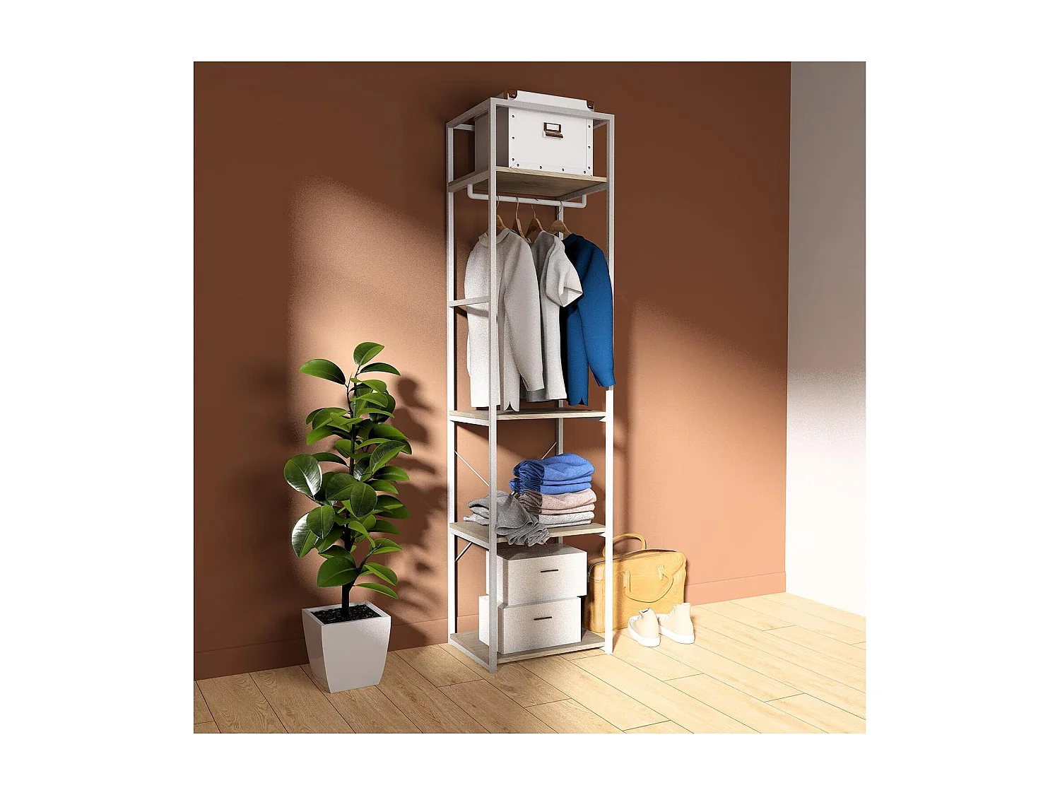 Kleiderständer aus Holz und Metall 50x200cm JUNE