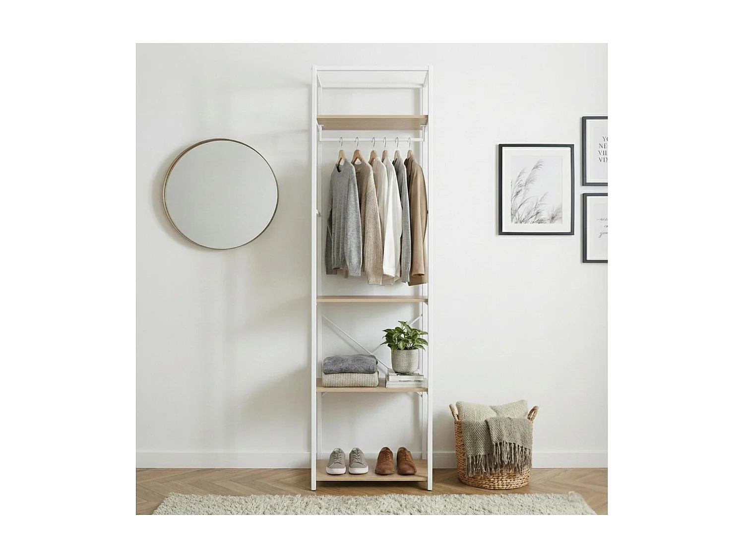 Kleiderständer aus Holz und Metall 50x200cm JUNE