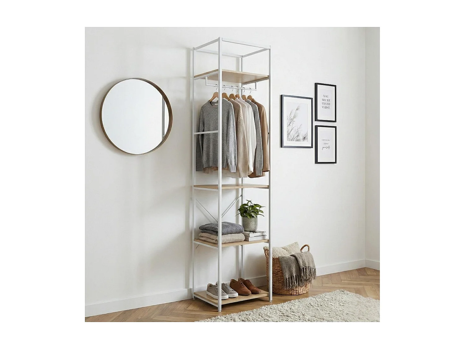 Kleiderständer aus Holz und Metall 50x200cm JUNE