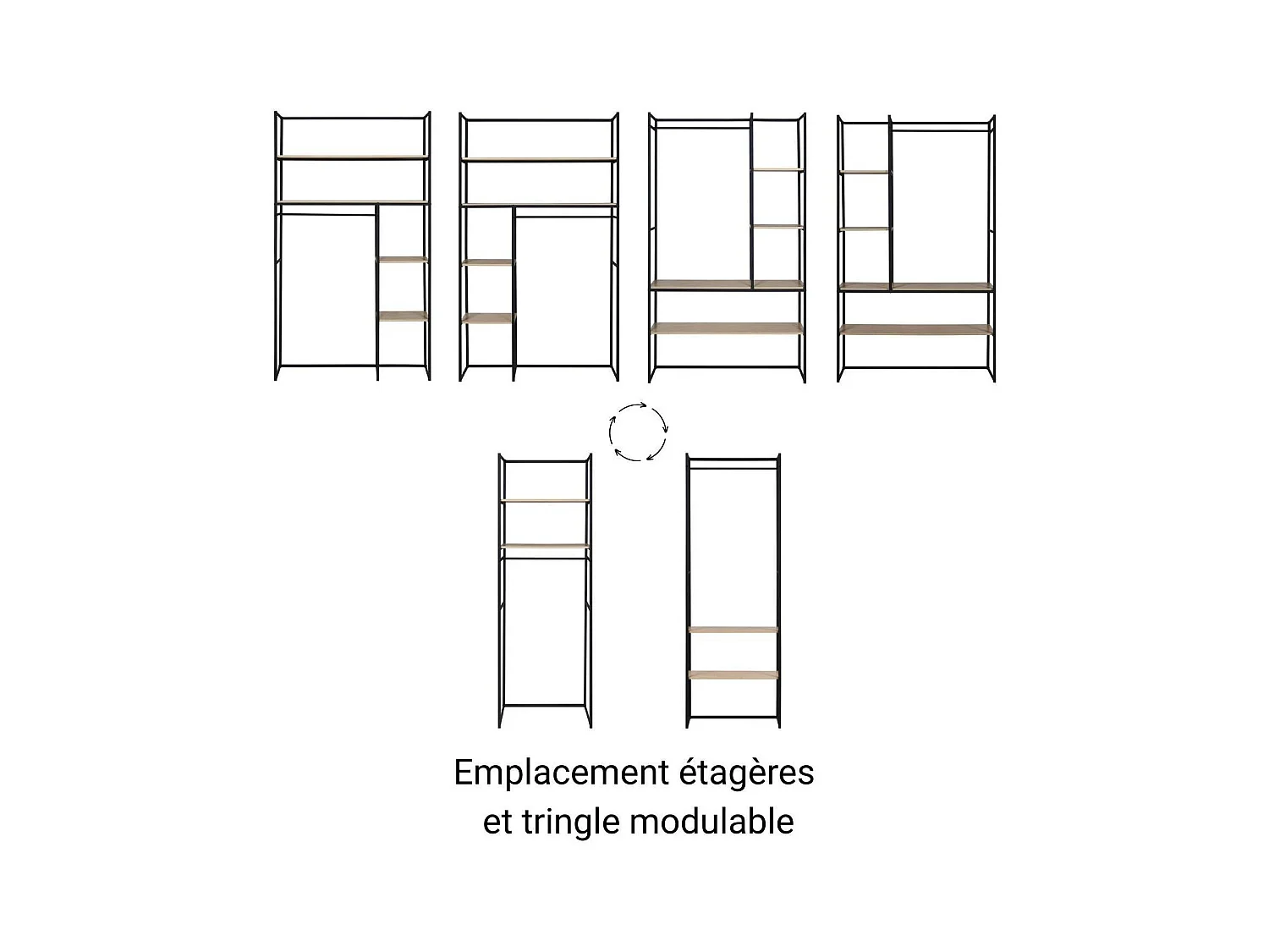3er-Set ASHTON Kleiderständer aus Holz und Metall