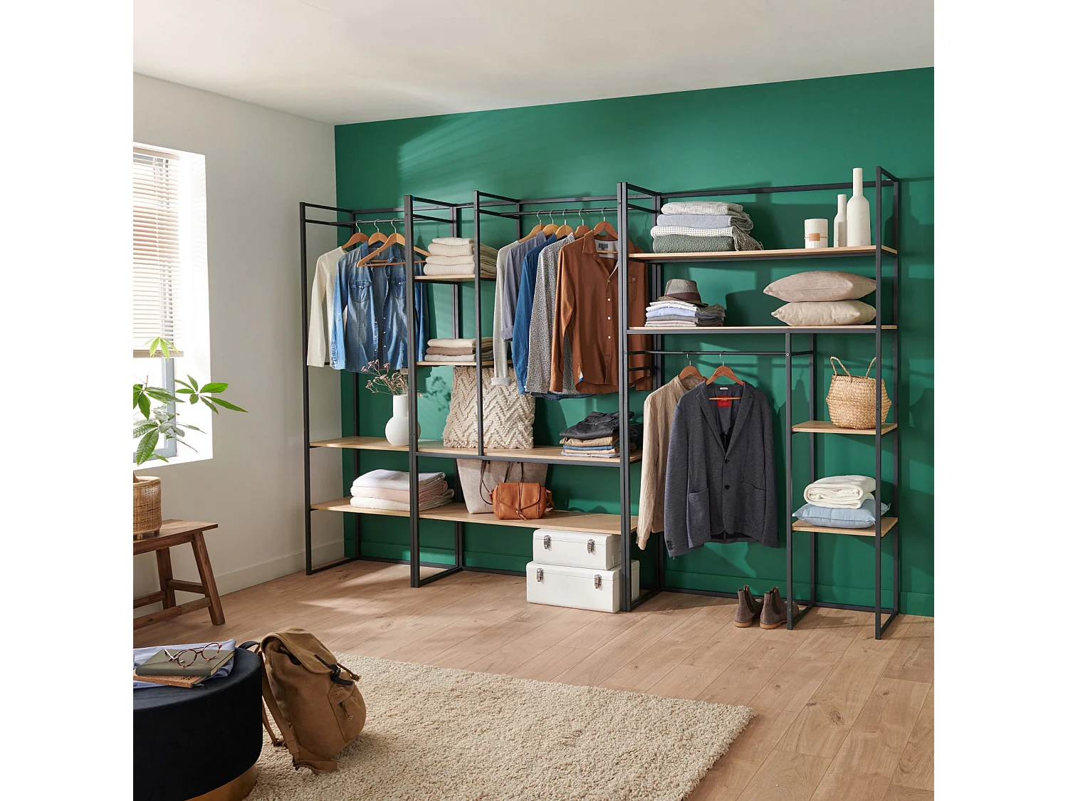 3er-Set ASHTON Kleiderständer aus Holz und Metall