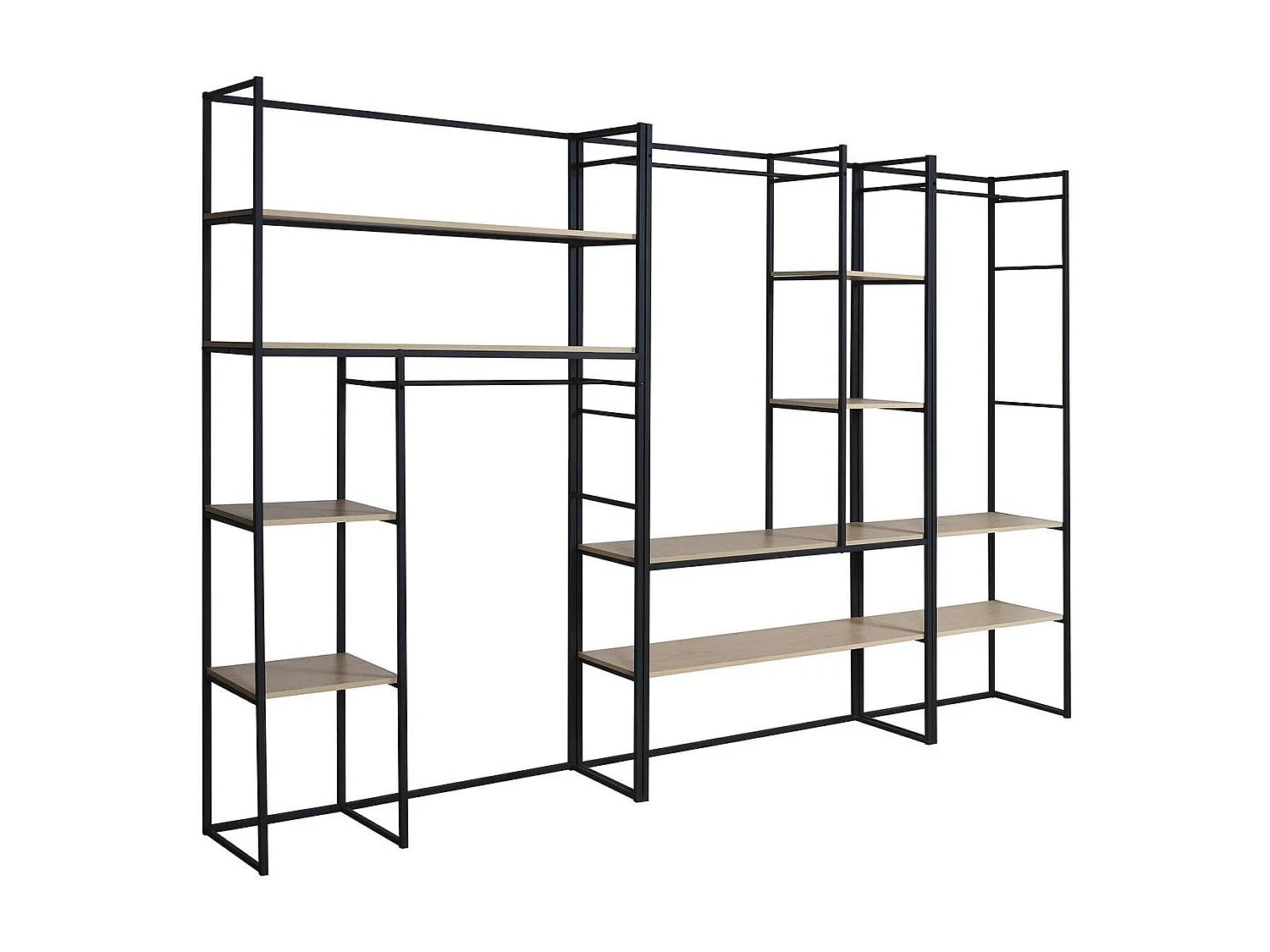 Lot de 3 portants vêtements en bois et métal noir 310x200cm