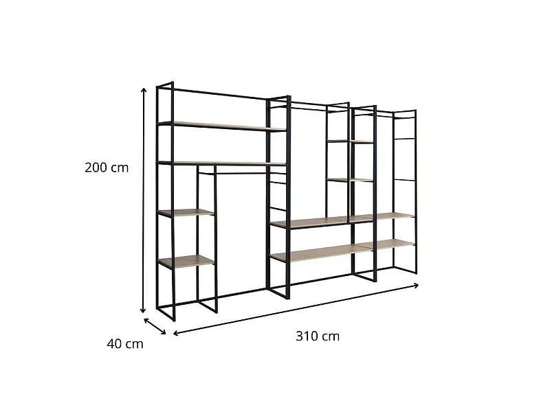 Set di 3 appendiabiti ASHTON in legno e metallo