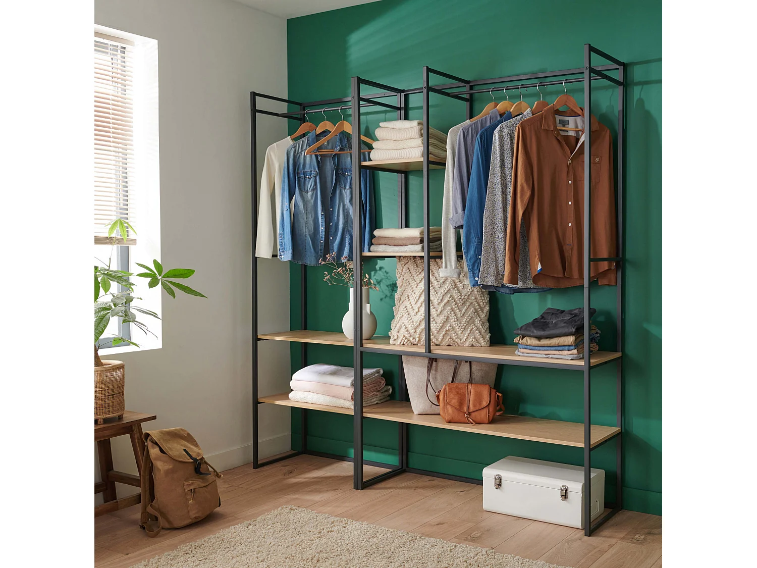 2er-Set ASHTON Kleiderständer aus Holz und Metall