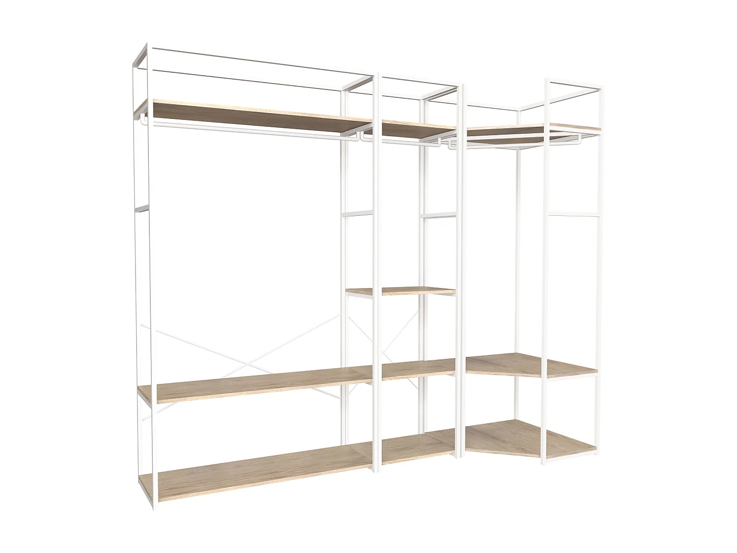 Set di 3 appendiabiti in legno e metallo 180x200cm JUNE