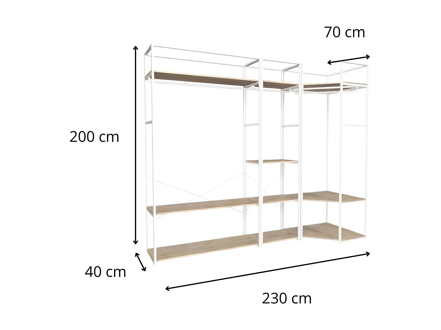 Set di 3 appendiabiti in legno e metallo 180x200cm JUNE