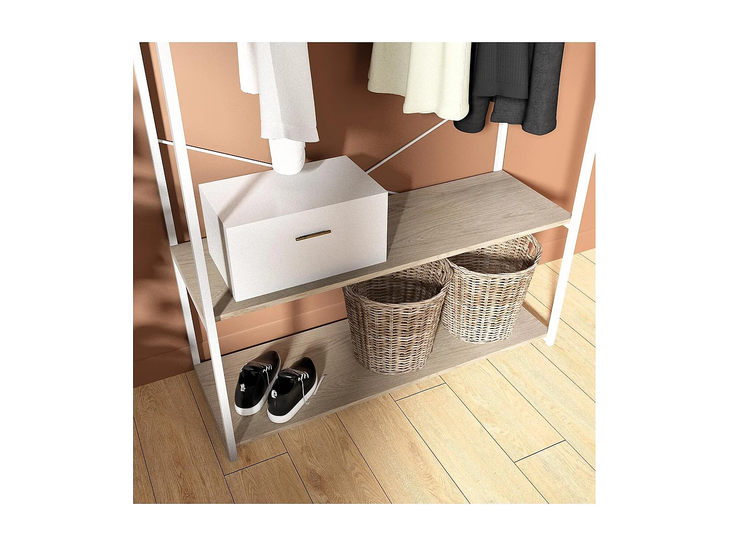 Set di 3 appendiabiti in legno e metallo 180x200cm JUNE