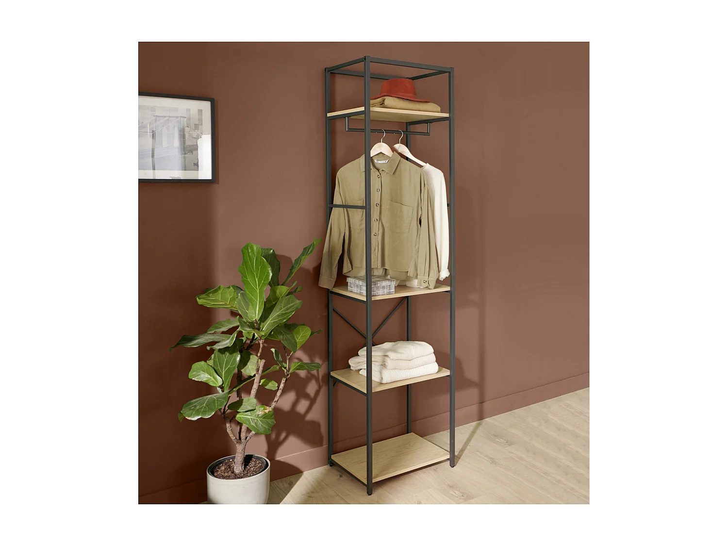 Kleiderständer aus Holz und Metall 50x200cm JUNE