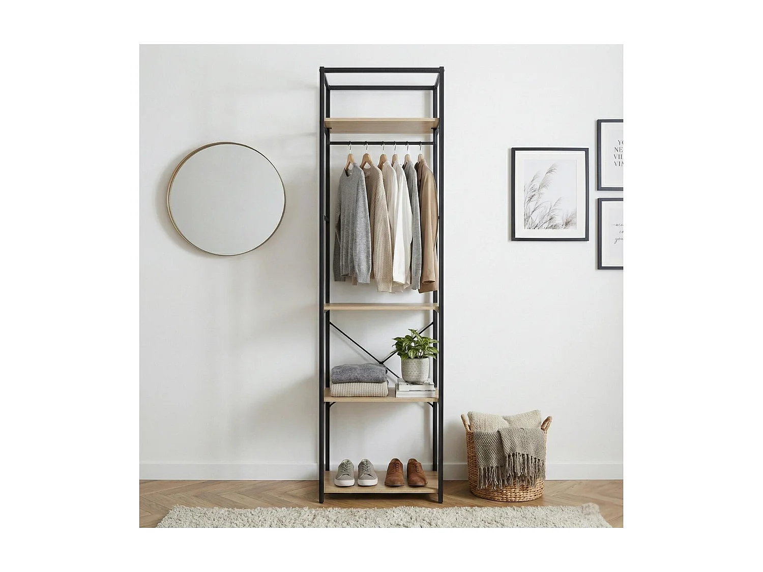 Kledingrek van hout en metaal 50x200cm JUNE