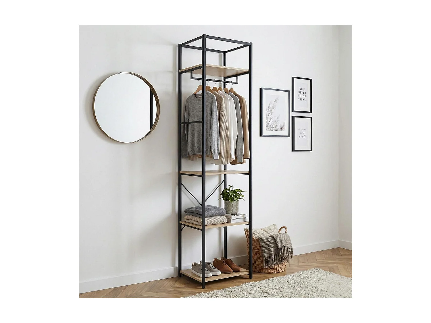 Kledingrek van hout en metaal 50x200cm JUNE