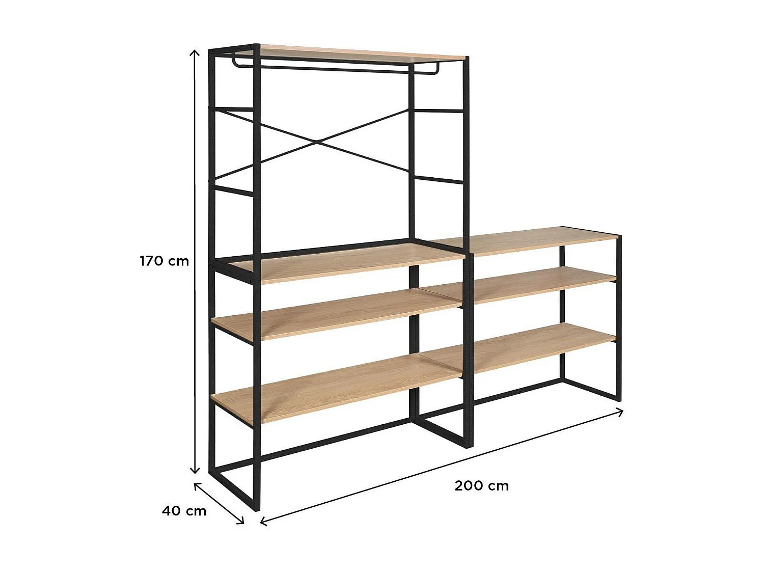 Lot de 3 portants vêtements sous combles modulables 300x85cm