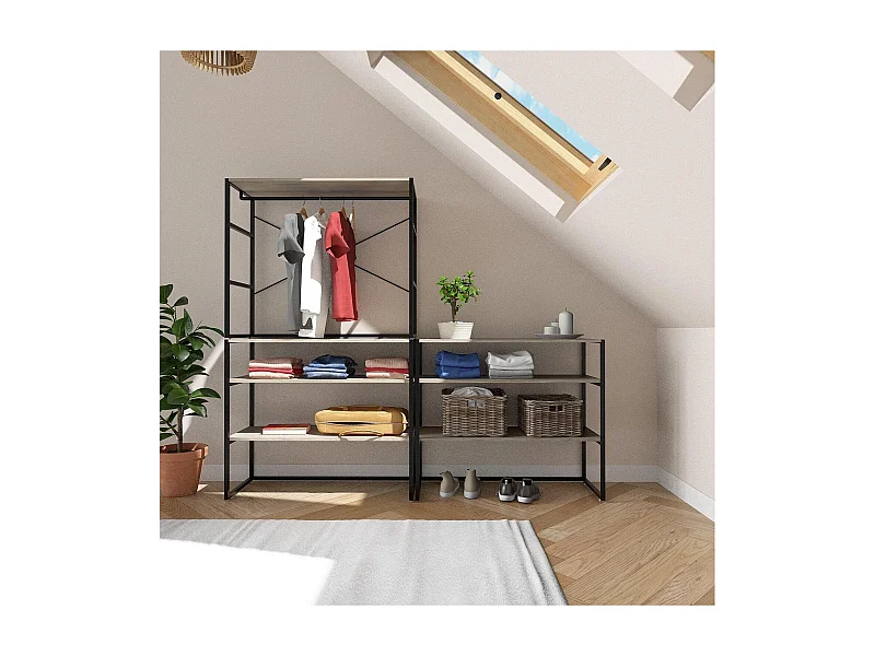 Lot de 3 portants vêtements sous combles modulables 300x85cm