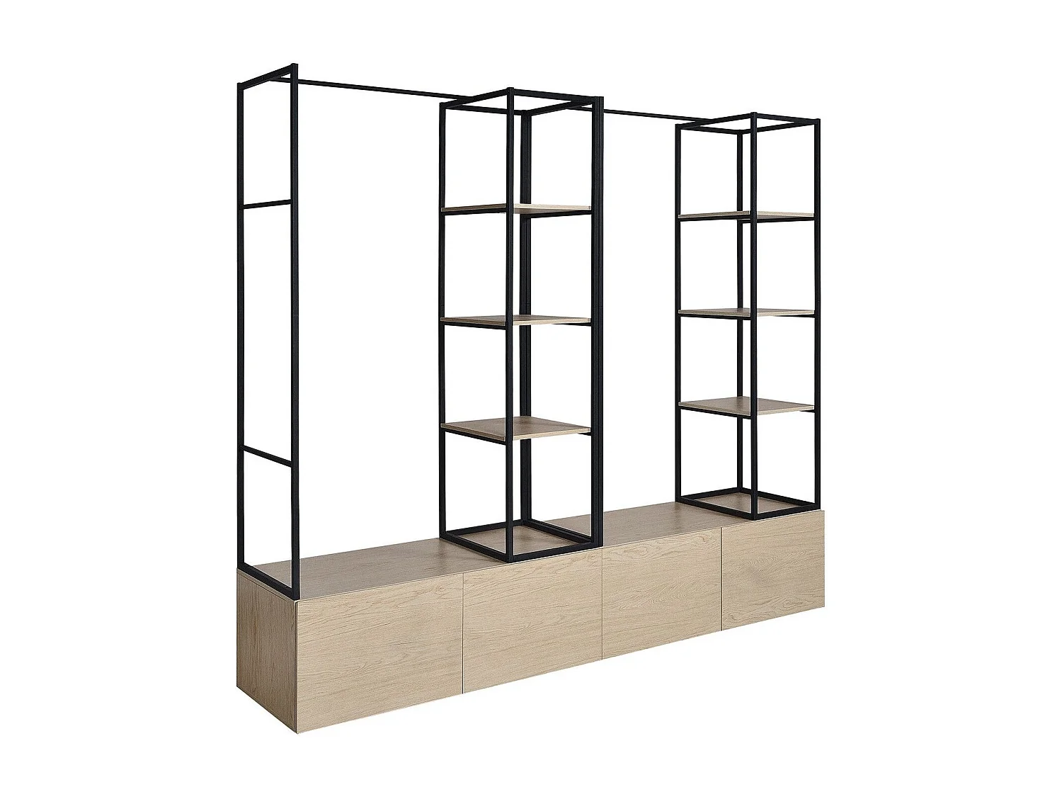 Lot de 2 portants vêtements en bois et métal 120x200cm - avec tiroirs