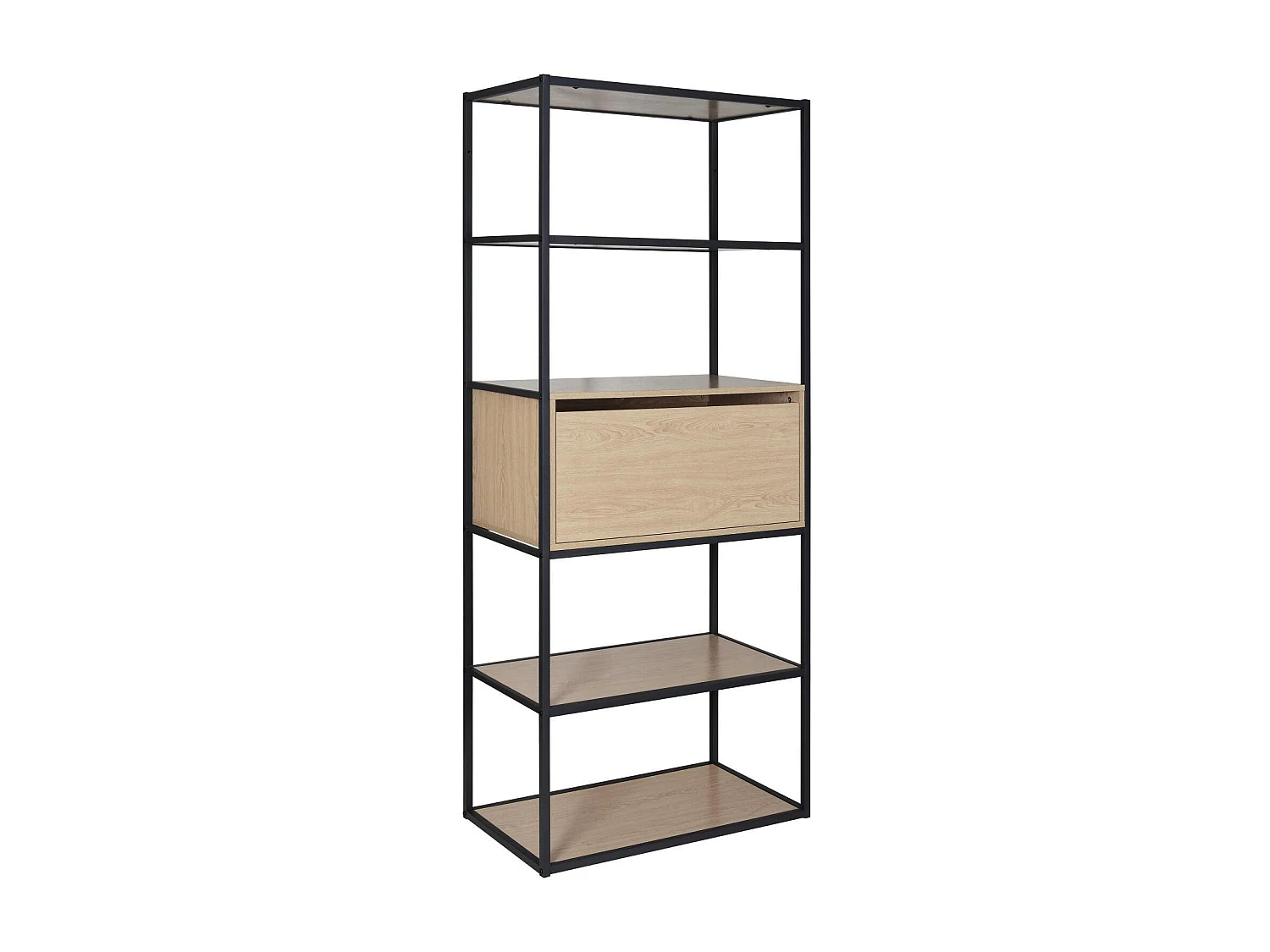 Portant vêtements en bois et métal gris 80x184,5cm - avec tiroir