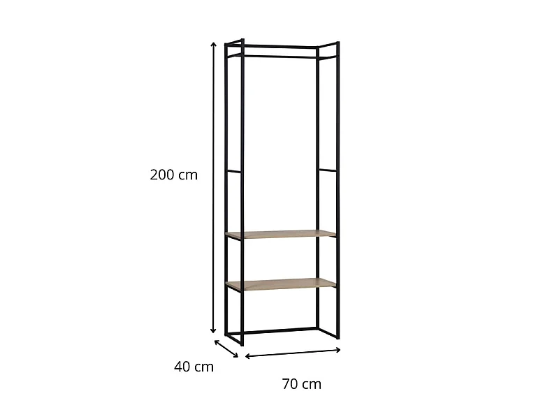 Estendal em madeira e metal L70 x A200 cm ASHTON
