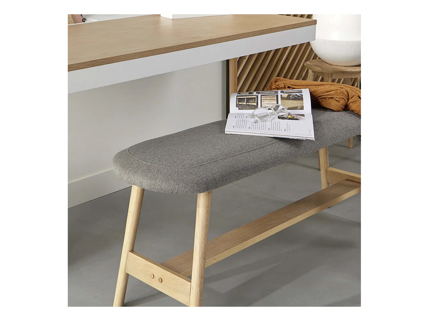 Panca da ingresso in legno con seduta imbottita ALTEZZA 120 cm
