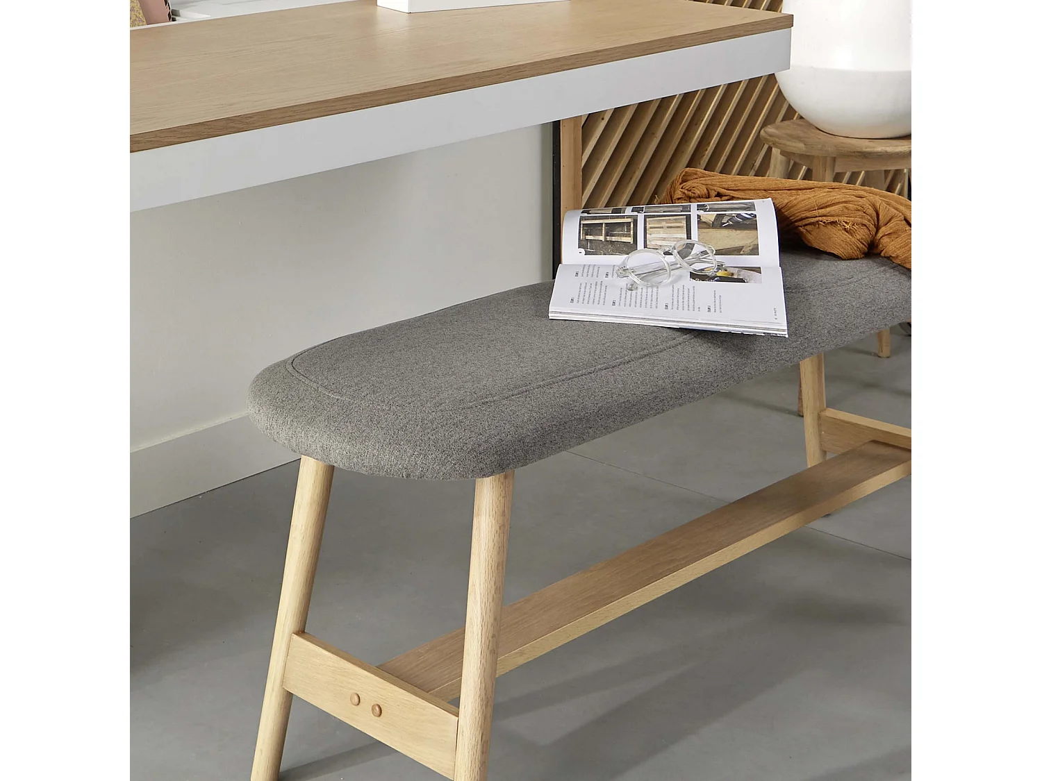 Panca da ingresso in legno con seduta imbottita ALTEZZA 120 cm