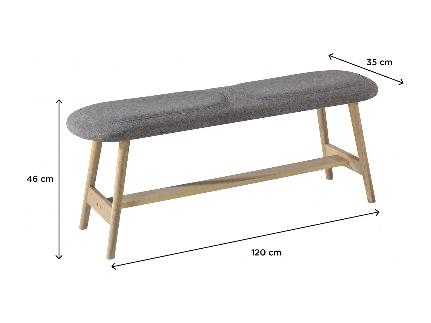 Panca da ingresso in legno con seduta imbottita ALTEZZA 120 cm