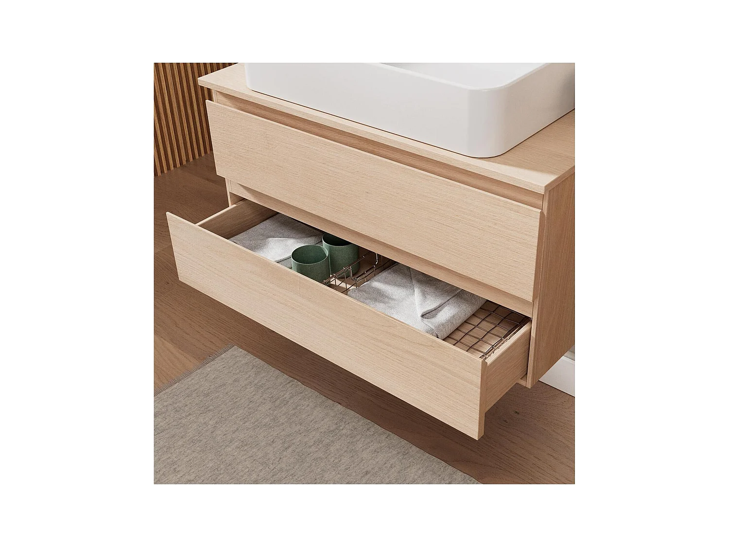 Conjunto mueble lavabo simple 80 cm + lavabo + grifo SORRENTO