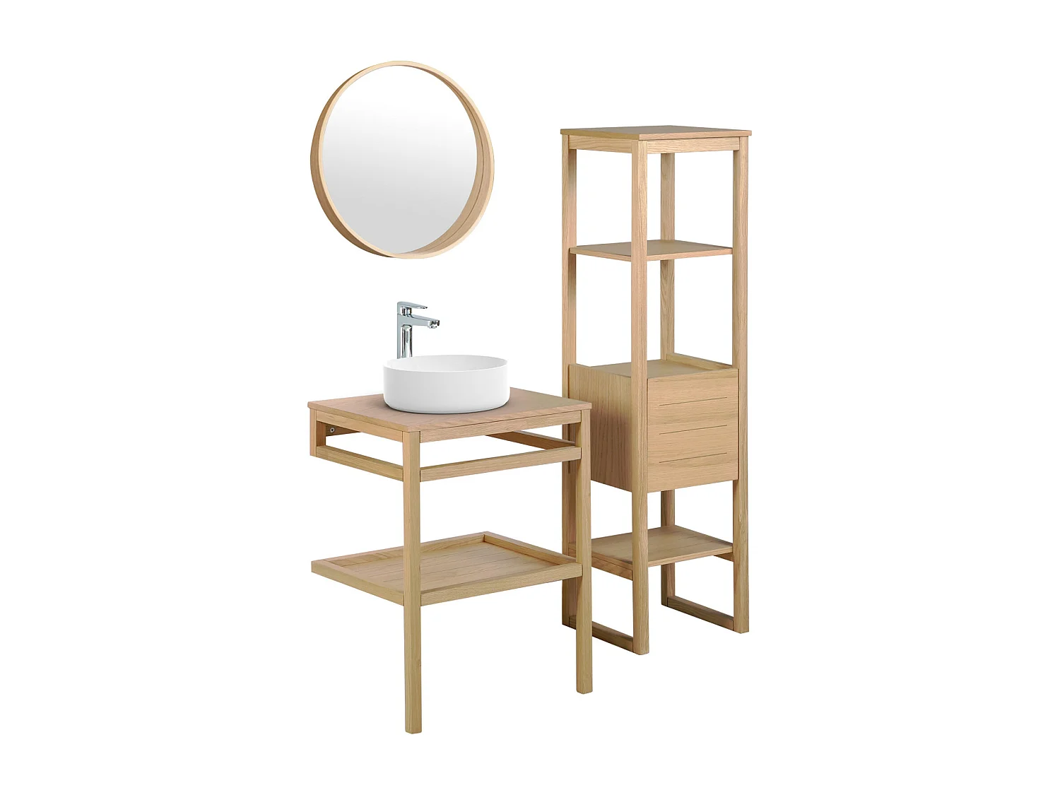 Einzelmöbel + Waschbecken + Spiegel + HOPP-Säule