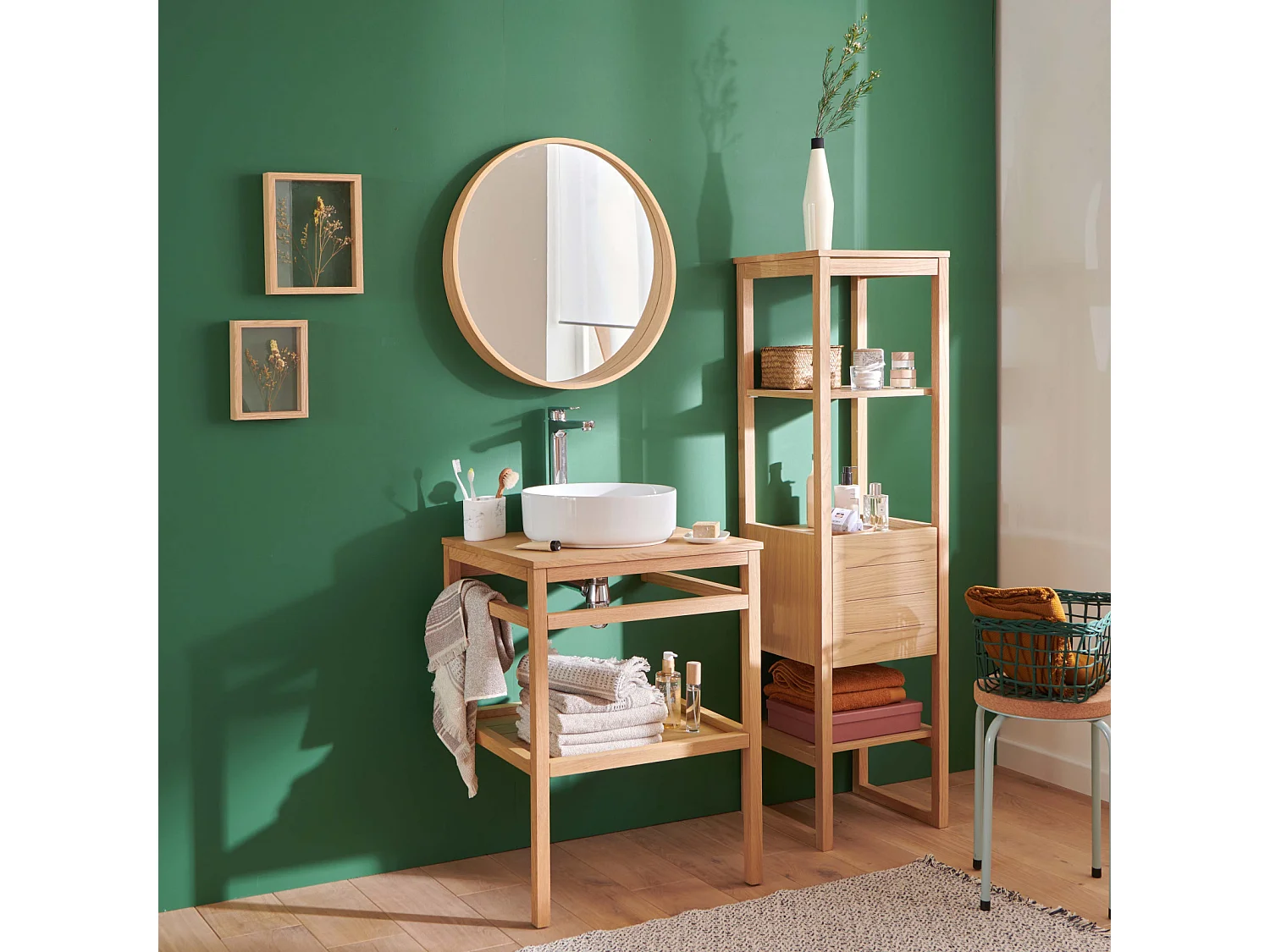 Einzelmöbel + Waschbecken + Spiegel + HOPP-Säule