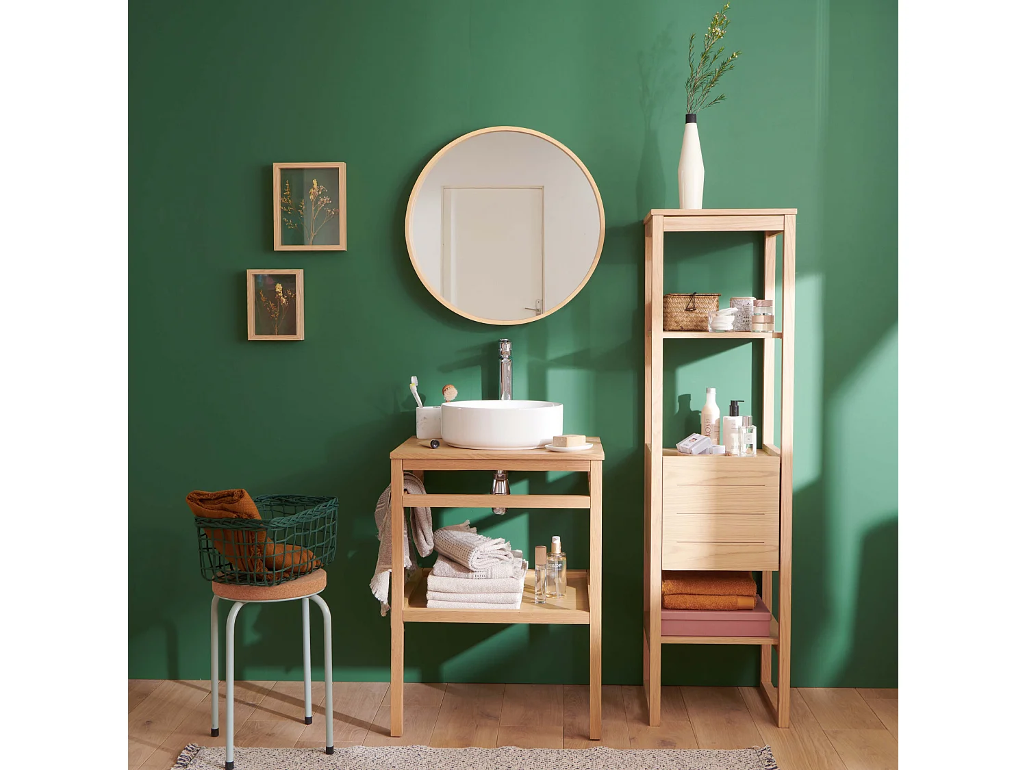 Einzelmöbel + Waschbecken + Spiegel + HOPP-Säule