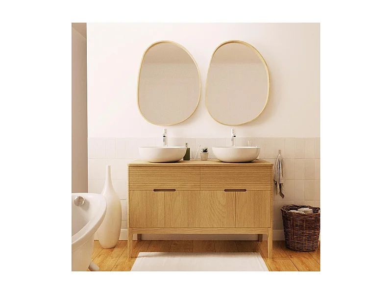 Mueble de lavabo doble ALASKA + lavabo + grifo + espejo